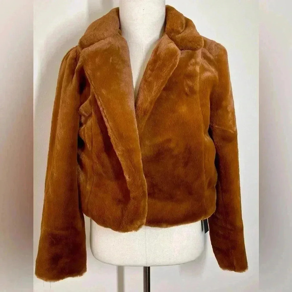 Blank NYC | Golden Faux Fur Jacket | Open Front | L - Picture 1 of 3